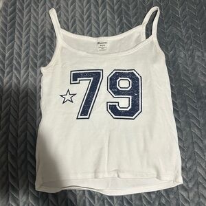 No Boundaries White Tank Top with Blue Graphic